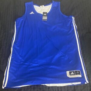 Adidas Royal Blue Tank Top with White Stripes